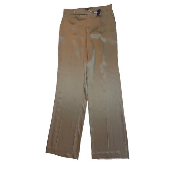 Ralph Lauren Collection Purple Label 100% Silk Pants Slacks 6 Wide Leg Champagne